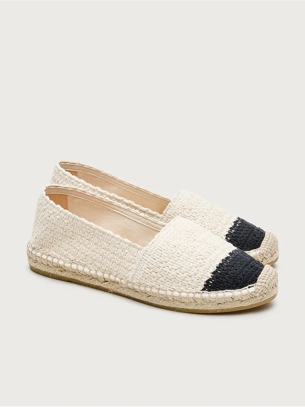 J. Crew Made-in-Spain two-tone crochet espadrilles Black Ivory Multi Sz 8 NEW